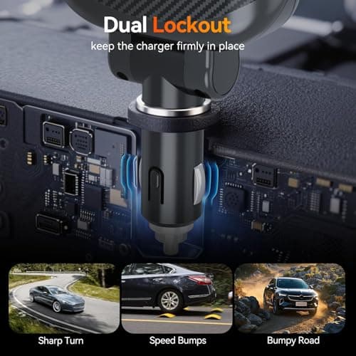Magjieyx Retractable Car Charger, 180W Cigarette Lighter Splitter Fast Charging Socket with Replaceable Fuse Dual Type C Cables Compatible with iPhone 17/16/15/14/13/12/11 Pro Max Plus iPad Galaxy — view 5
