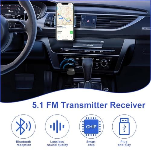RTDHO Car Bluetooth 5.1 FM Transmitter, USB Bluetooth Adapter for Car Audio — view 6