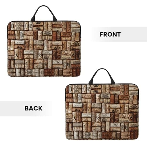 Wine Cork 14 Inches Laptop Sleeve Compatible Protective Case With Zipper Classic Portable Handle — view 5