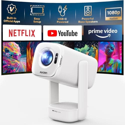 Aurzen D1 Air Smart Portable Projector Bundle with Travel Carrying Case, Built-in Netflix & USB-C Powered, TOF Auto Focus, Dolby Audio, Protective Pouch for Camping & Travel — view 2