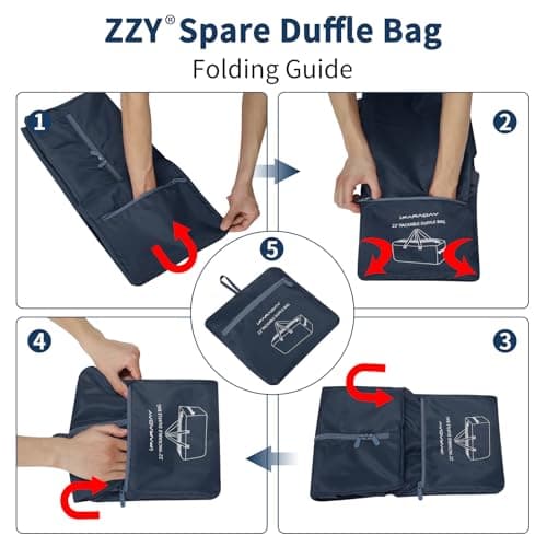 ZZY 35L Foldable Travel Duffle Bag, 22-Inch Packable Small Duffel Bag Lightweight Holdall for Camping, Storage, Travel-Navy Blue — view 5