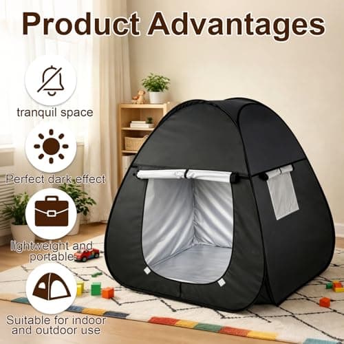 Sensory Tent - Foldable Blackout Pop Up Play Tent for Kids, Indoor Play & Relaxation Space for Reading, Supports Focus & Calm, with Storage Bag — view 5