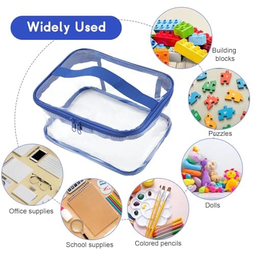 Honosen 3 Pcs Toy Storage Bags, Clear Toy Zipper Organiser Bags with Handle — view 6