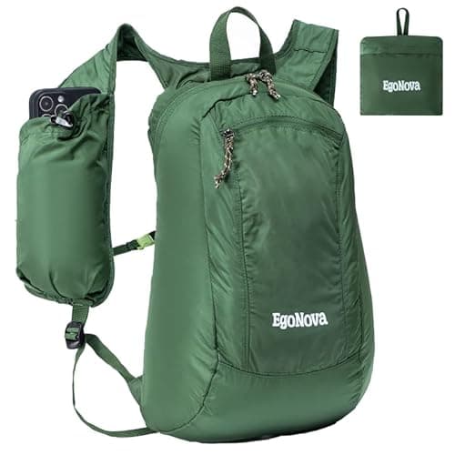 EgoNova 12L Lightweight Foldable Hiking Backpack - Waterproof Backpack for Travel, Camping and Outdoor Activities, dark green, 12L US, Easy to store