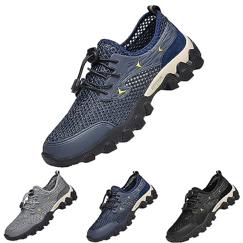 Mens Breathable Slip On Sandals Mens Trekking Shoes Breathable Climbing Trainers Comfortable Working Sneakers Outdoor Sport Sneakers Quick Dry Camping Footwear Travel Shoe Anti Slip Walking Trainers
