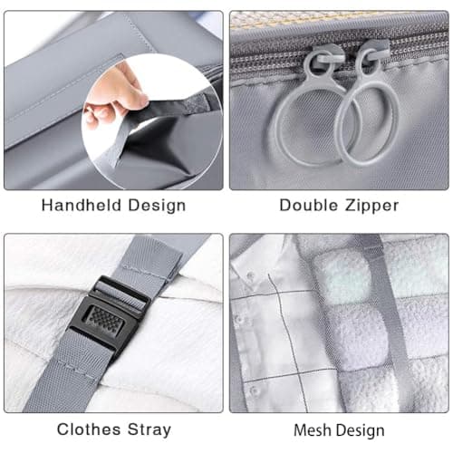 Travel Packing Cubes, Toifucos Multifunction 8pcs/set Luggage Organiser Compression Suitcase Essential Bag, Dark Gray — view 6