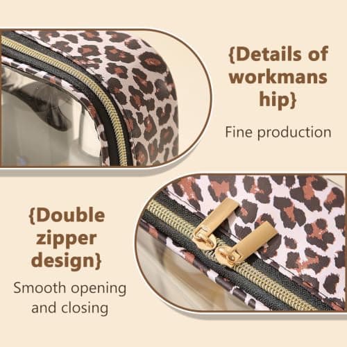 KASESSS Leopard Print Clear Toiletry Bag PVC Transparent Travel Wash Bag — view 3