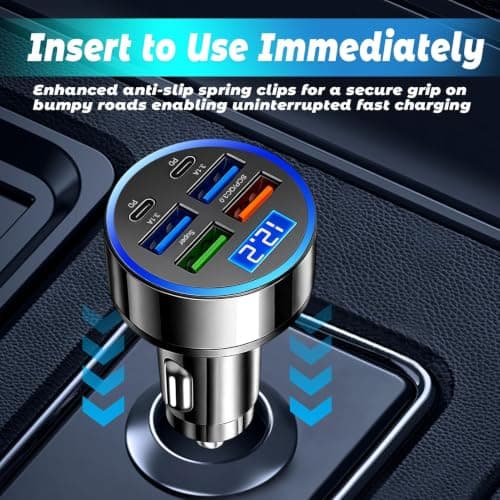 Fast Car Charger, 6 in 1 Super Fast Charging USB C Car Adapter, 12V/24V — view 5