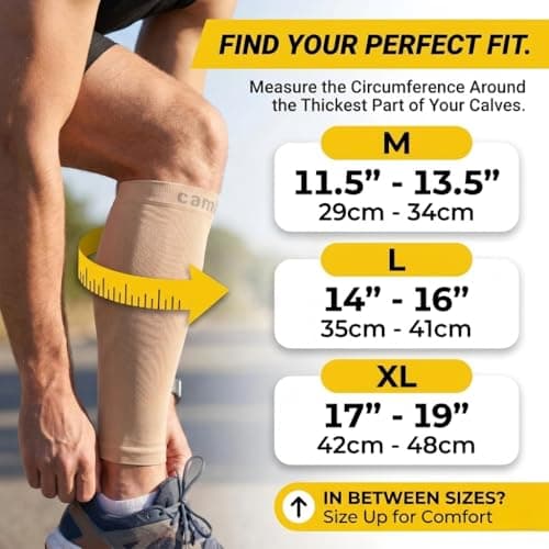 CAMBIVO Calf Compression Sleeves 2 Pairs, 20-30 mmHg, Footless Flight Socks — view 2