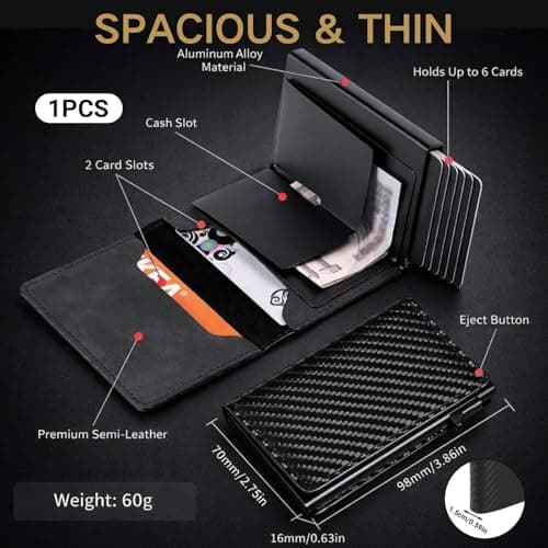 PowerTravel Men's Wallet Credit Card Holder, RFID Blocking, 8 Card Capacity — view 2