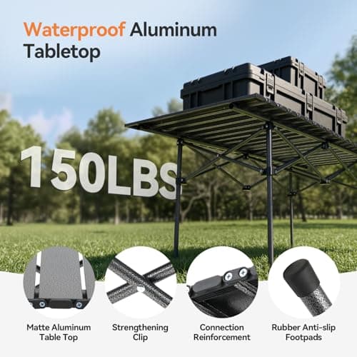Warmiehomy Garden Table and Chairs Set 4, Foldable Camping Table Set, Camping Table and Chairs, Carbon Steel Folding Table and Chairs with Side Pocket & Carry Bag for Indoor Outdoor BBQ (95cm Table) — view 3