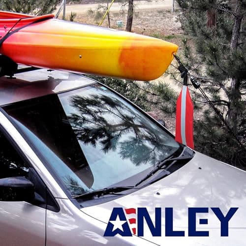 Anley Kayak Tow Red Safety Travel Flags with Reflective Strip - Warning Flag for Canoes, Boats, SUP, Truck, Trailer - Waterproof and Durable Oxford Safety Flag - 14x4.7 inch (Pack of 2) — view 2