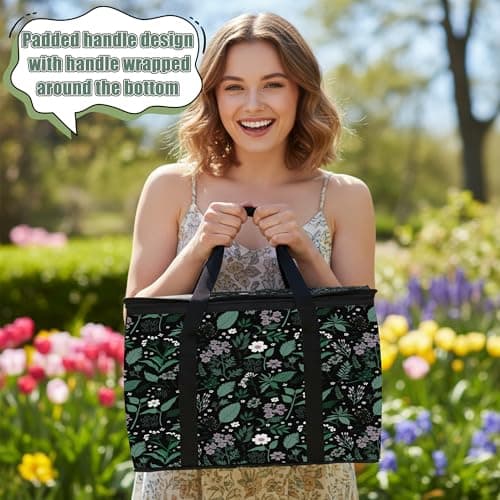 GwaOery Cooler Bag 40L Insulated Picnic Thermal Food Delivery Bag (Flower2) — view 6