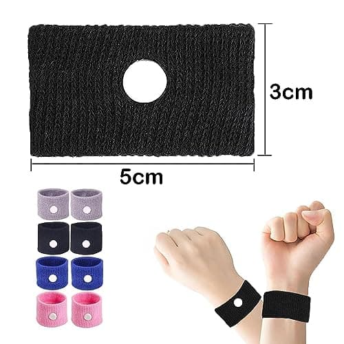 8Pcs Motion Travel Sickness Bands,Motion Sickness Bands,Travel Sickness Relief Wristbands Anti-Nausea Acupressure Wristband Dizziness Pregnant for Car Travel Sea Morning Sickness. — view 2