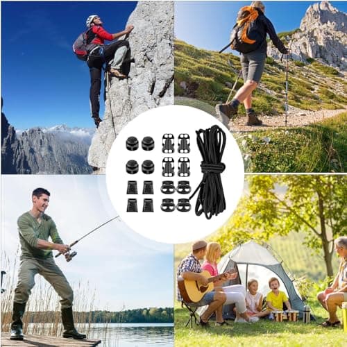 Backpack Elastic Rope Buckle | Outdoor Daypack Expansion Elastic Rope with Buckle - Increased Storage Capacity, Backpack Accessories, 18-Piece Set for Trekking, Outdoors, Climbing — view 4