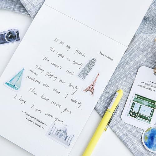 EUZUXU Multicolor Travel & Culture Stickers, Waterproof & Scratch Resistant, Suitable for Scrapbook, Laptop, Calendars, Suitcase — view 5