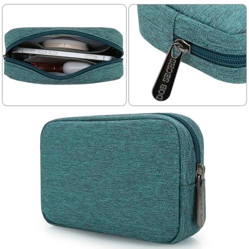 DOB SECHS Waterproof Canvas Mini Travel Makeup Carrying Case Wash Bags Cosmetic Bag Portable Electronics Accessories Organizer Wash Gym Shaving Bag, Green — view 3