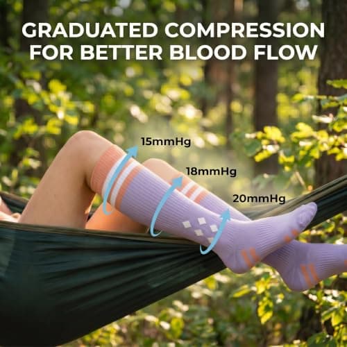 Cotton Compression Socks 15-20 mmhg, Cute Flight Stockings for Women, Travel Essentials for Flying, Nurses, Maternity and Running — view 3