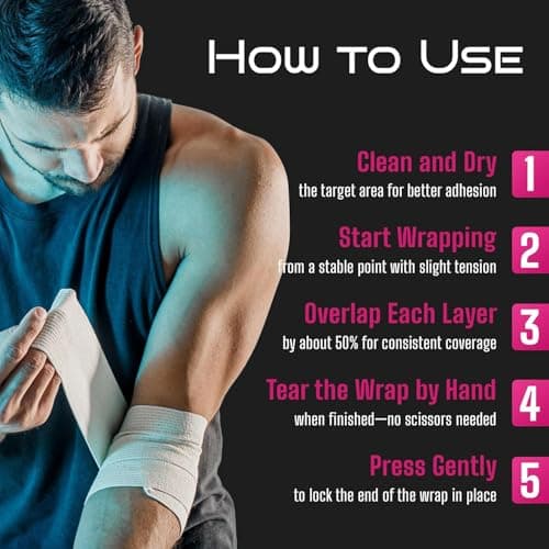 Cohesive Bandage 7.5cm x 4.5m - Self Adhesive Bandage Tape for Injury Recovery, Compression & Ankle Support - Elastic, Sweat-Resistant, Breathable - for Joints, Wrists, Knees & More (White, 3 Rolls) — view 4