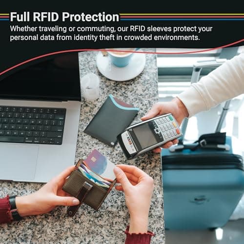 RFID Blocking Sleeves (10 Credit Card Holders & 2 Passport Holders) Top Identity Theft Protection Travel Case Set. Smart Holders Fit Wallet, Purse & Cell Phones (Men & Women)., 4 Top Load + 2 Passport — view 4