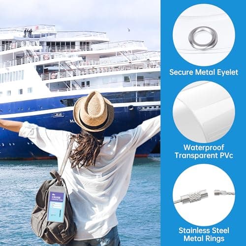 Teskyer 8 Pcs Cruise Luggage Tag Holder Compatible with P&O, Princess, Carnival, MSC, NCL, Waterproof, Clear, Durable, with Zip Seal, Steel Loops, Cruise Essentials — view 6