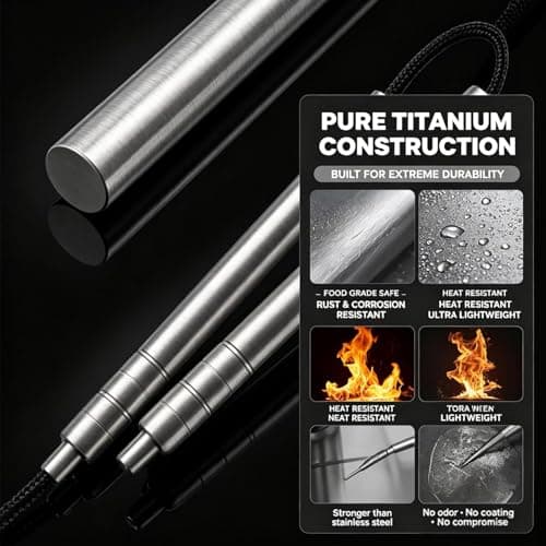 The 5-in-1 Titanium Chopsticks & Fidget Tool, Lightweight Portable Pocket Multi-Tool for Camping Hiking, Reusable Collapsible Travel Utensil, Daily Stress and Anxiety Relief (1Pc) — view 2