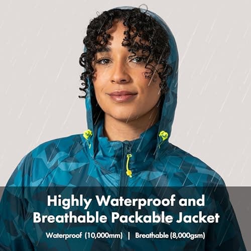 Mac in a Sac Origin II Waterproof Packable Jacket Unisex, Teal Camo, XXS — view 3