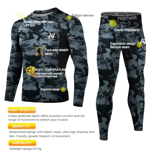 MEETWEE Men’s Thermal Underwear Set, Winter Long Sleeve Base Layer Quick Dry Long Johns Compression Suit for Workout Skiing Running Hiking — view 2