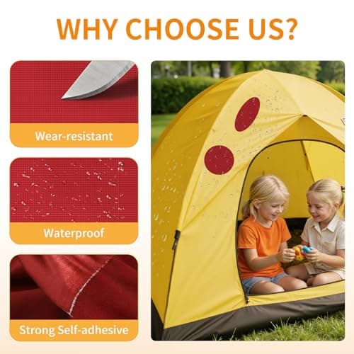 Waterproof Nylon Tent Repair Kit Patches – Outdoor Gear Ripstop Fix Fabric Repair Tape, Self-Adhesive Patches for Clothing, Down Jacket, Puffer Coat, Sleeping Bag, Backpack, 51PCS Dark Red — view 3