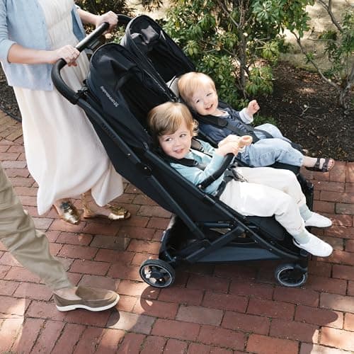 UPPAbaby MINU Duo Stroller | Greyson - Charcoal Mélange | Side-by-Side Lightweight Compact Double Buggy | from Birth to 22kg per Seat | Slim Doorway-Friendly Design | Baby Travel Stroller — view 6