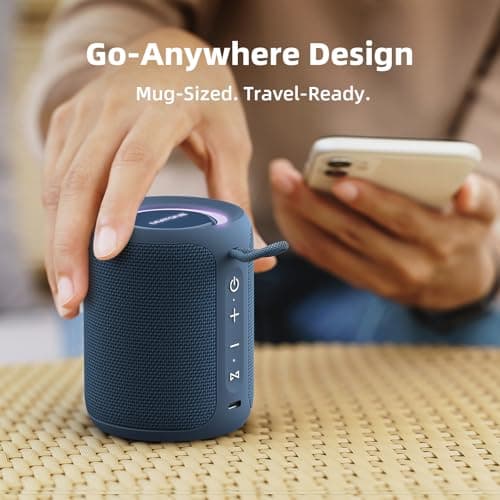 MIATONE Rush Pro Bluetooth Speaker, IPX7 Waterproof, 20W Deep Bass, 360° Sound, Switchable LED Light, TWS Compatible, Built-in Microphone, Bluetooth 5.4, Bath, PC, Festival Gifts for Man (Blue) — view 5