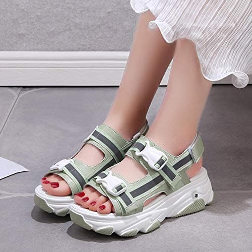 Nwarmsouth massage slippers sandals,Ladies Platform Sandals, Adjustable Sports Shoes-Off White_UK6.5,Unisex Adults Beach & Pool Shoes — view 2