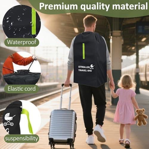 YooGoal Stroller Travel Bag for Airplane, Waterproof Pushchair Cover with Shoulder Strap, Large Pram Gate Check Bag for Airplane Infant Buggy Stroller Storage (Pack of 2) — view 5