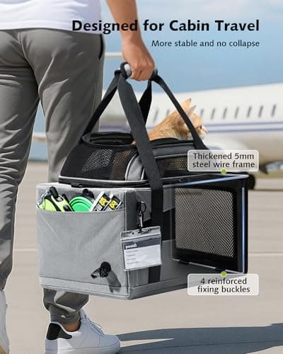 pecute Cat Carrier Top Expandable, Airline Approved Cat Carrier, Grey — view 3