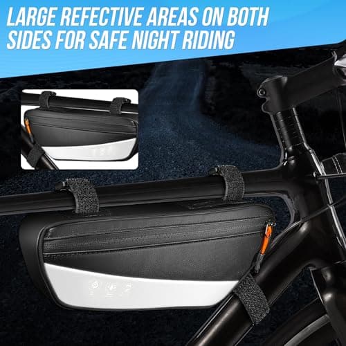 Nasjac Bike Frame Bag - Waterproof Bicycle Triangle Bag with Side Pocket - Reflective Bicycle Under Tube Storage Pouch for Road Mountain Bike Cycling Travel — view 5