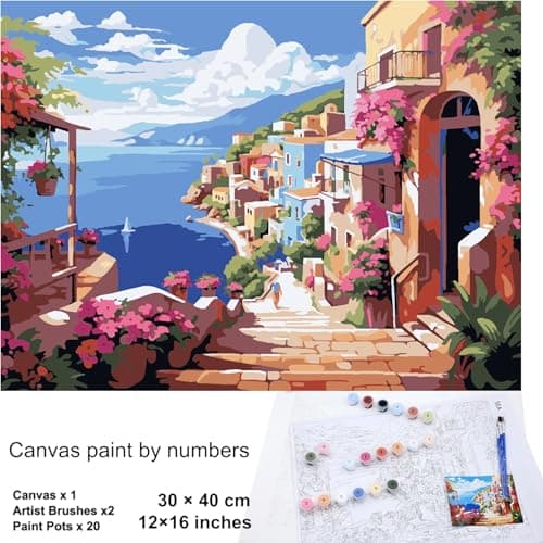 EXERZ Rolled Up Canvas Paint by Numbers Kits 30x40cm Landscape Sea