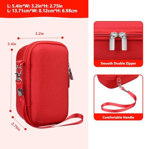 Supmay Carrying Case Compatible with Kodak PIXPRO WPZ2 Rugged Waterproof Shockproof Dustproof WiFi Digital Camera, Travel Case with Mesh Pocket fits USB Cable, SD Card, Battery, Charging Plug, Red — view 4