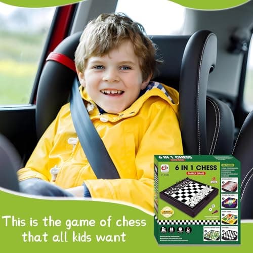 Saijer Mini Games, 6-in-1 Travel Games Snakes and Ladders for Kids Travel Board Games Set Kids Chess Set Pocket Game Portable Mini Magnetic Board Game for Party — view 3