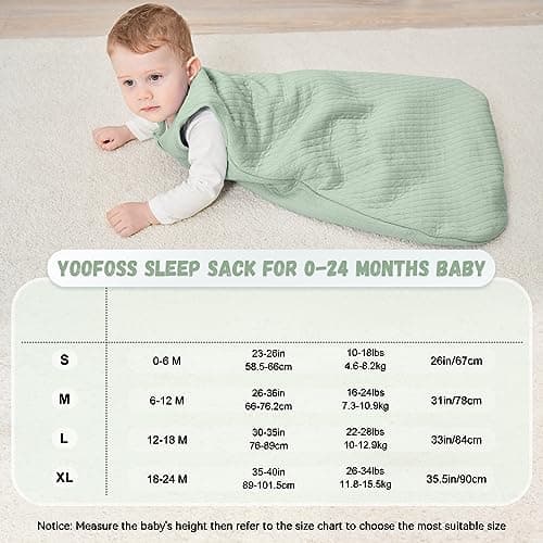 Yoofoss Baby Sleeping Bag 2.5 Tog - 0-6 Months Winter Sleeping Bag Baby 100% Organic Cotton Sleep Sack for Newbron Infant Toddler Quilted Warm Soft — view 5