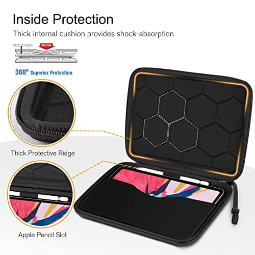 FINPAC Hard Tablet Sleeve Case for 11-inch iPad Air M2 2024, iPad Pro M4 2024, iPad Pro 4th/3rd,10.9-inch iPad Air 5/4, Tablet Carrying Sleeve for 10.9 iPad 10th, 10.2 iPad 9/8/7, Surface Go (Black) — view 4