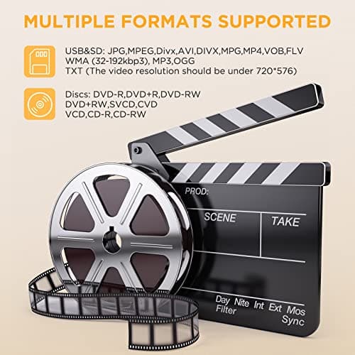 DBPOWER 16.9" Portable DVD Player with 14.1" Swivel HD Large Screen, with 6 Hrs 5000mAH Rechargeable Battery, High Volume Speaker, Support DVD/USB/SD Card and Multiple Disc Formats — view 2