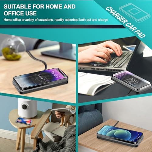 MotorMinds Wireless Car Charger, 15W Fast Wireless Charger Charging Mat Non-Slip Inductive Charging Station Car Charger Mat for iPhone Samsung — view 5