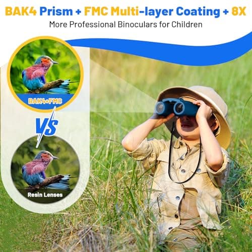 Ryaco Binoculars, 8X Fixed Focus High Resolution Binoculars Outdoor Toys Gifts for Beginners and amateurs, Sports and Outside Play, Bird Watching, Birthday Presents, Blue — view 4