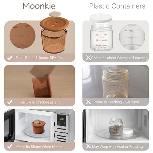 Moonkie Silicone Baby Food Storage Containers, 4 Pack, 120ml Weaning Freezer Pots with Airtight Lids, Reusable Baby Food Snack Pots, Microwave and Dishwasher Safe, Perfect for Infant & Toddler Food — view 4