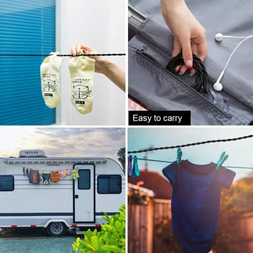 Travel Washing Line 2 Pcs, Camping Clothes Line Windproof Suction Hooks — view 5