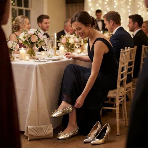 Women's Foldable Flats – Portable Ballet Slippers Shoes for Travel, Wedding – Fits in Purse (L, Champagne Gold) — view 3