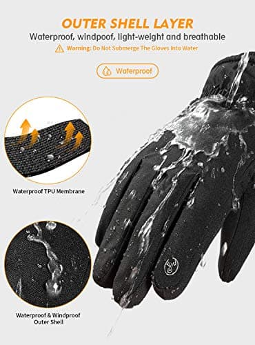TRENDOUX Winter Gloves for Men, Ski Glove for Men Women Extreme Cold Weather Unisex 3M Thinsulate Touchscreen Windproof Cuff Thick Wicking Insert for Bike Snowboard Running cycling - Black XL… — view 4