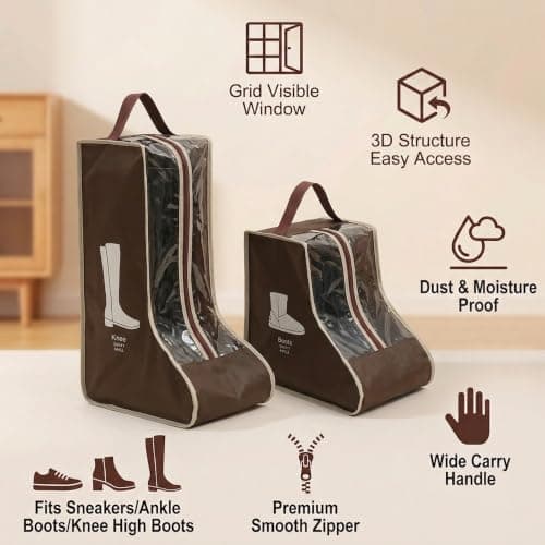 SHIQUAN 4 Set Boot Storage Boot Bag, 2 Long and 2 Short Styles, Brown — view 4