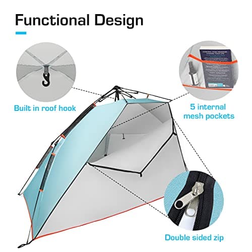 Active Era® Luxury Beach Tent – 3-4 Person Sun Shelter with Easy Pitch Technology and UPF 50+ Rated Sun Protection - Lightweight Pop-up Beach Tent for Picnic, Outdoors, Camping — view 6