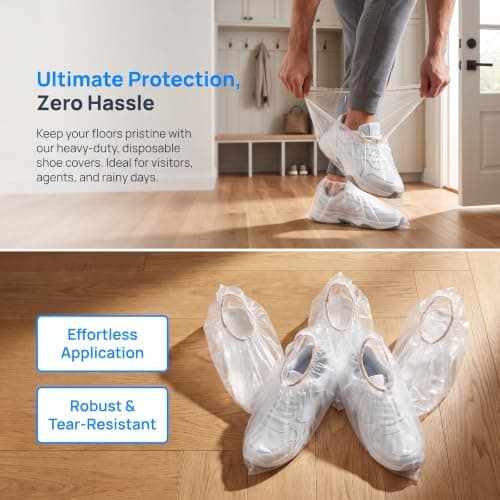 15 Pairs Reusable Waterproof Shoe Covers, Thick Non-Slip Clear Overshoes — view 6